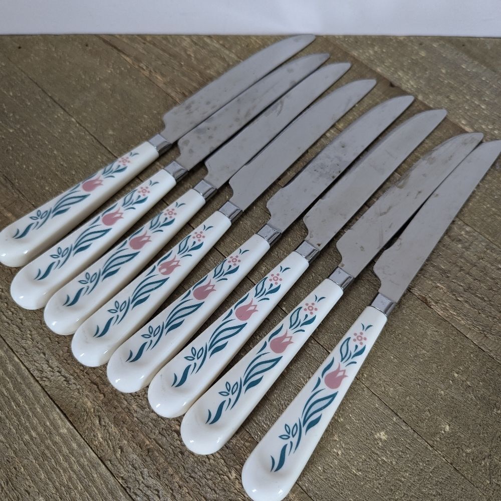 Corelle Rosemarie 8‑Piece Knife Set – Vintage Floral Handles